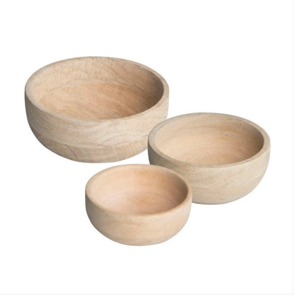 Set of 3 Natural Mango Wood Bowls