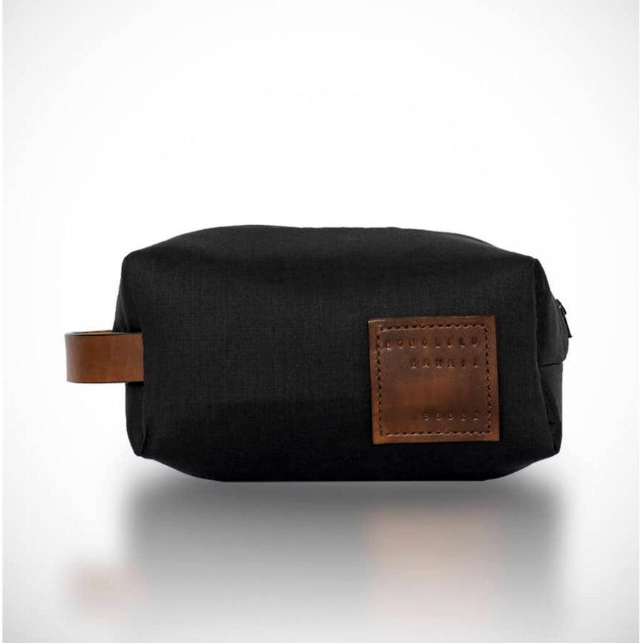 Made in Manoa Black Linen Dopp Bag