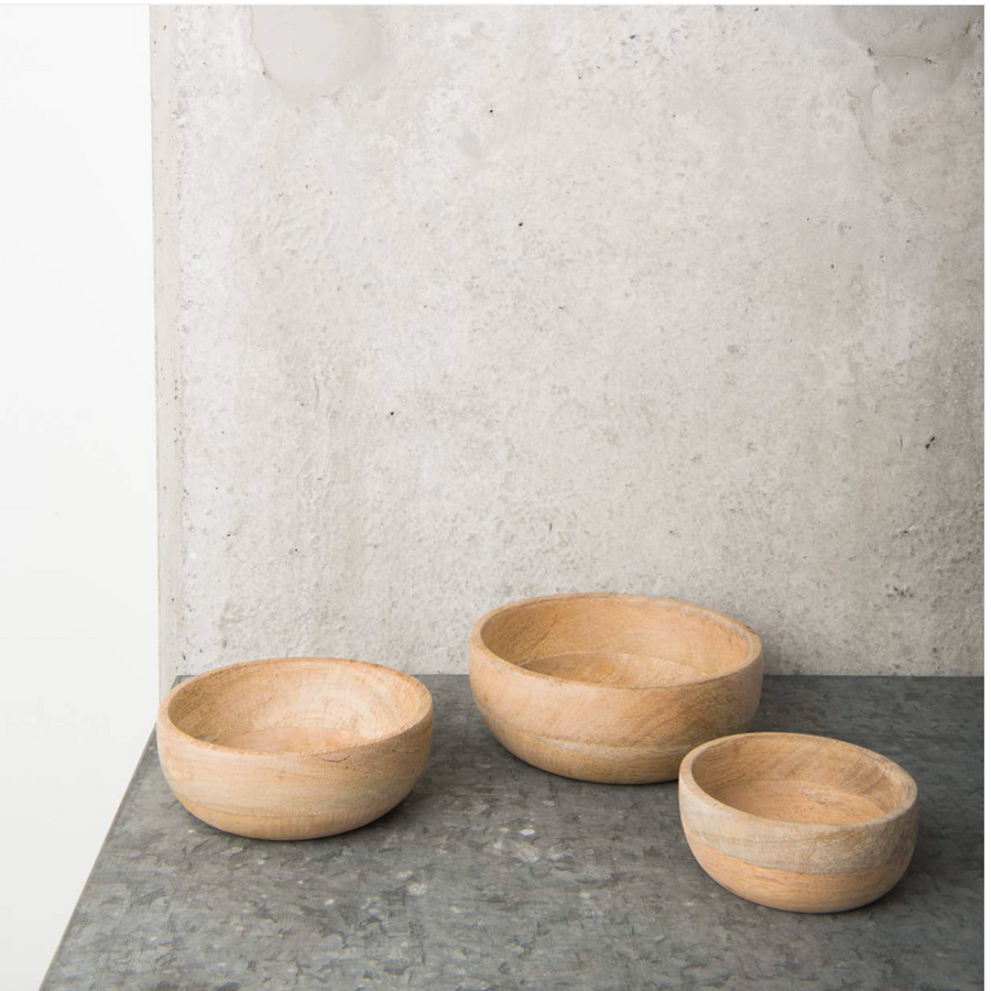 Set of 3 Natural Mango Wood Bowls